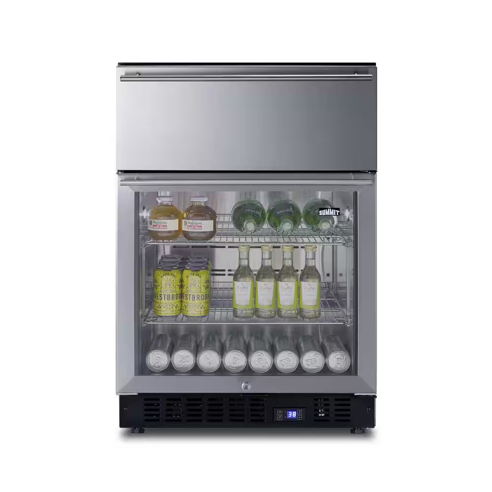 23.63 In. Commercial Refrigerator with Drawer in Stainless Steel