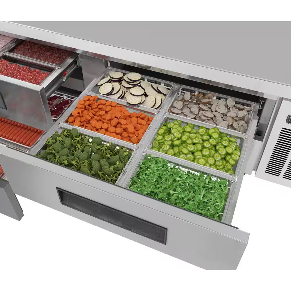 72 In. Commercial Chef Base Refrigerator in Stainless-Steel