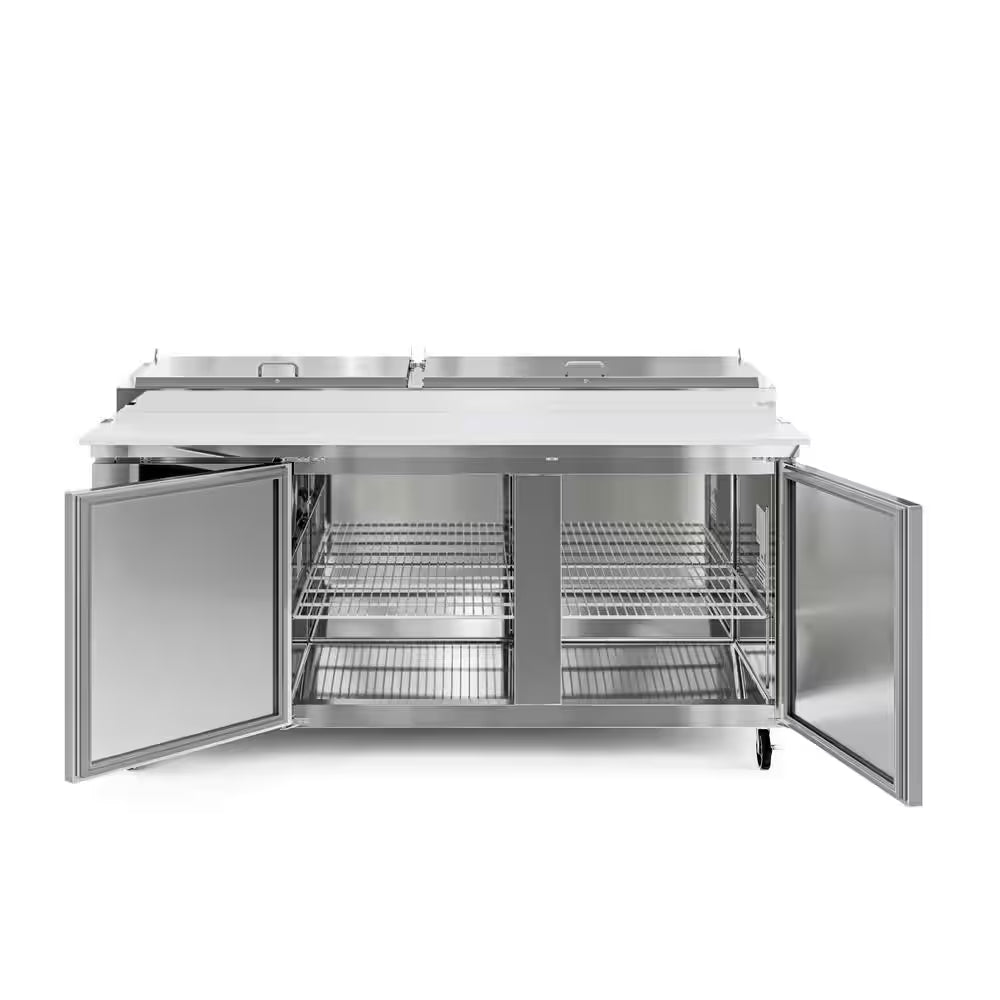71 In. 17 Cu. Ft. Commercial Pizza Prep Refrigerator in Stainless Steel
