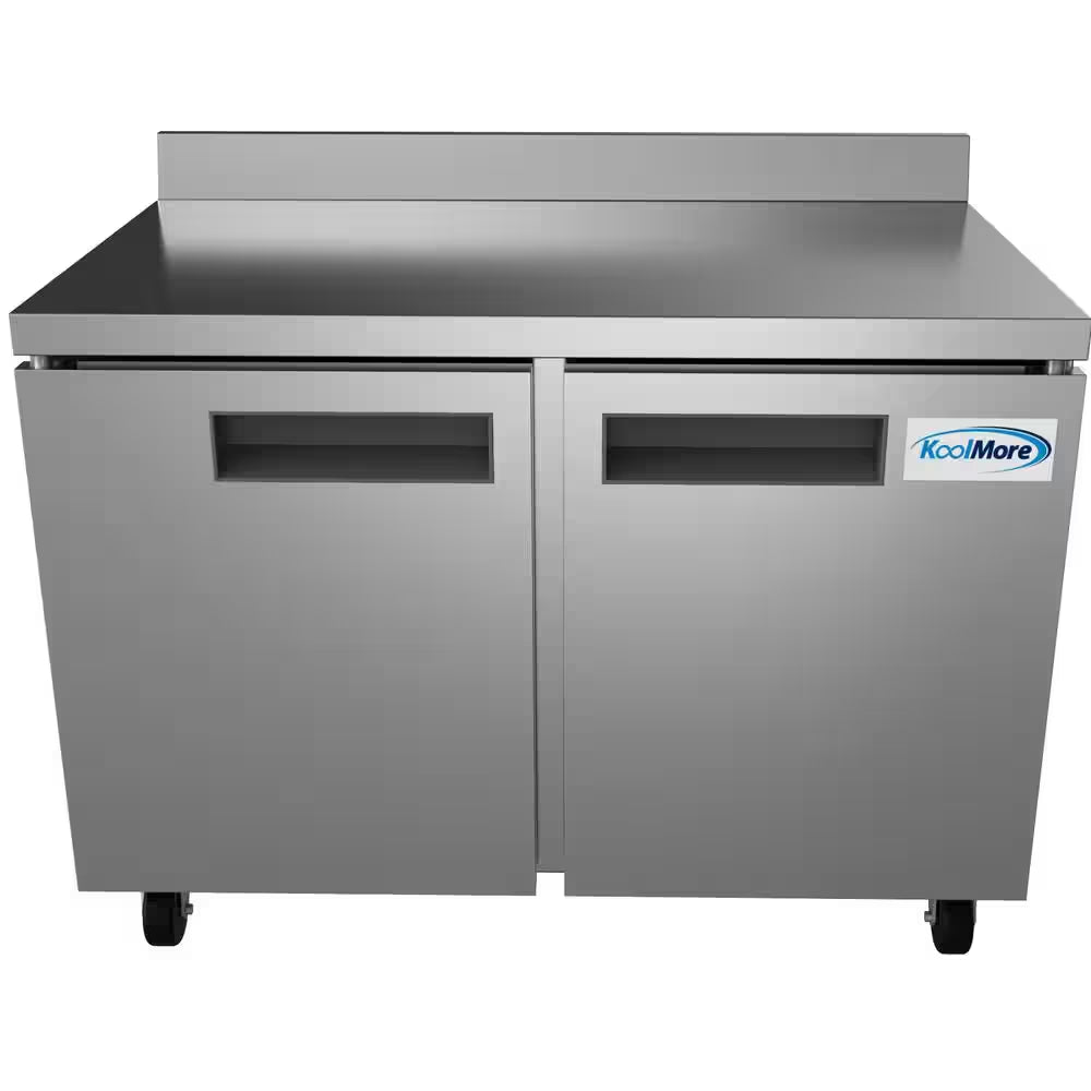 48 In. 12 Cu. Ft. Commercial 2-Door Worktop Refrigerator in Stainless Steel