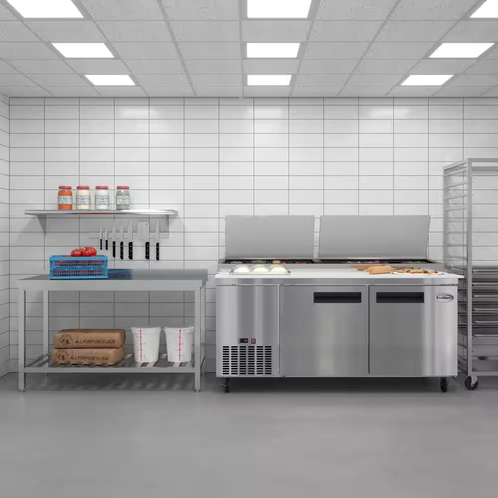 71 In. 17 Cu. Ft. Commercial Pizza Prep Refrigerator in Stainless Steel
