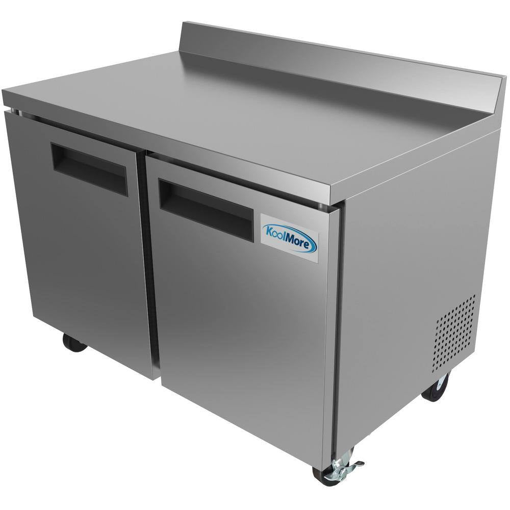48 In. 12 Cu. Ft. Commercial 2-Door Worktop Refrigerator in Stainless Steel
