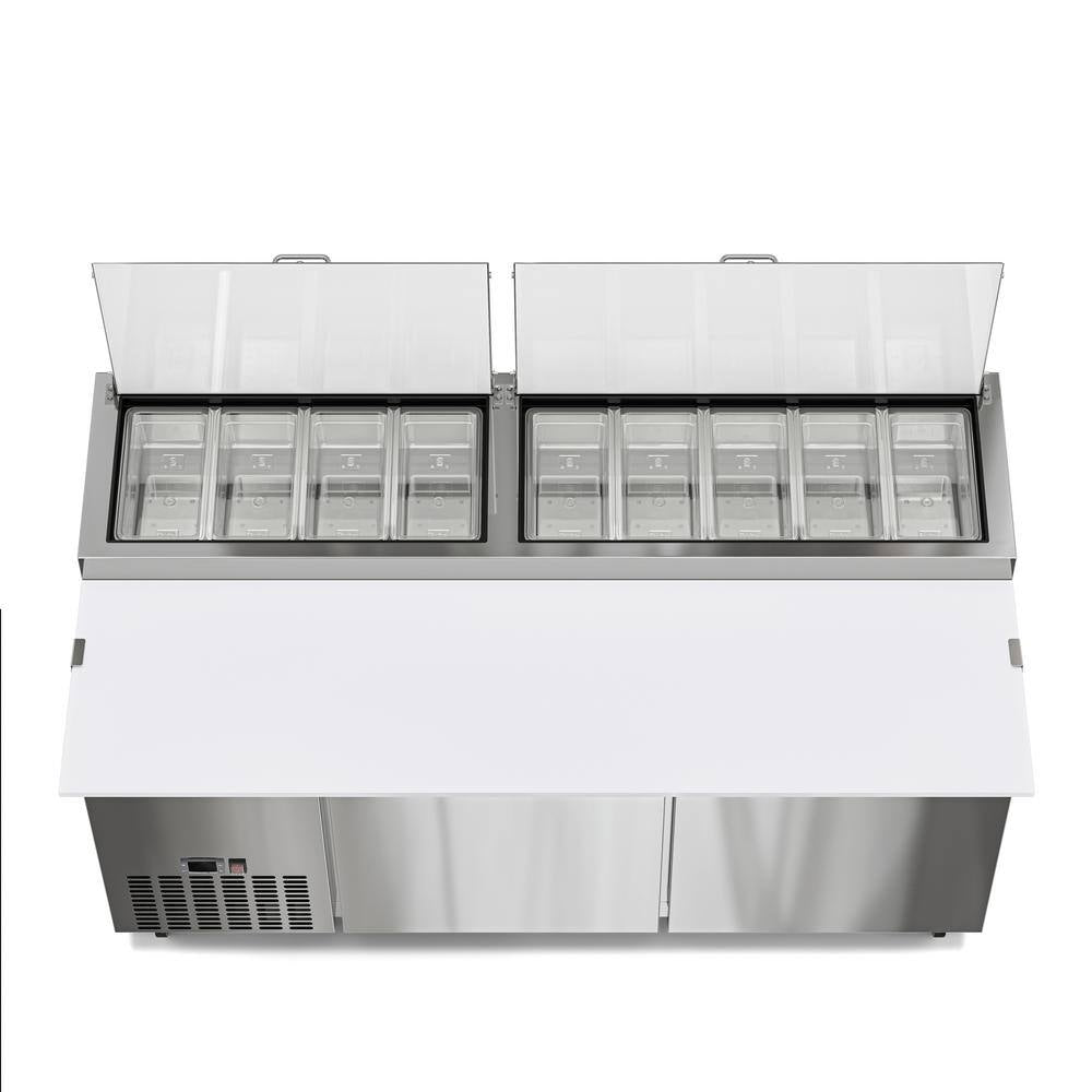 71 In. 17 Cu. Ft. Commercial Pizza Prep Refrigerator in Stainless Steel