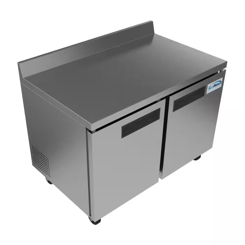 48 In. 12 Cu. Ft. Commercial 2-Door Worktop Refrigerator in Stainless Steel