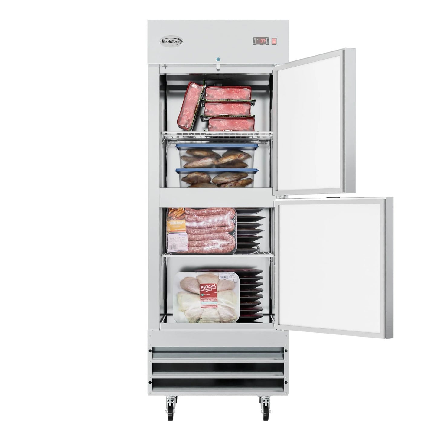 29" Commercial Stainless Steel Half Door Reach-In Freezer in Silver
