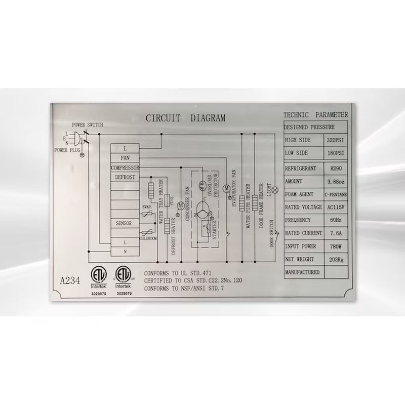 48-Cu Ft Upright Frost-Free Commercial Freezer in Stainless Steel