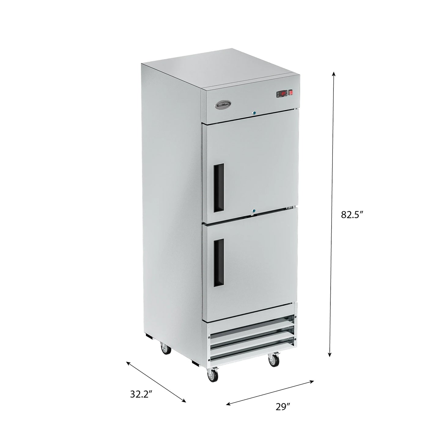 29" Commercial Stainless Steel Half Door Reach-In Freezer in Silver