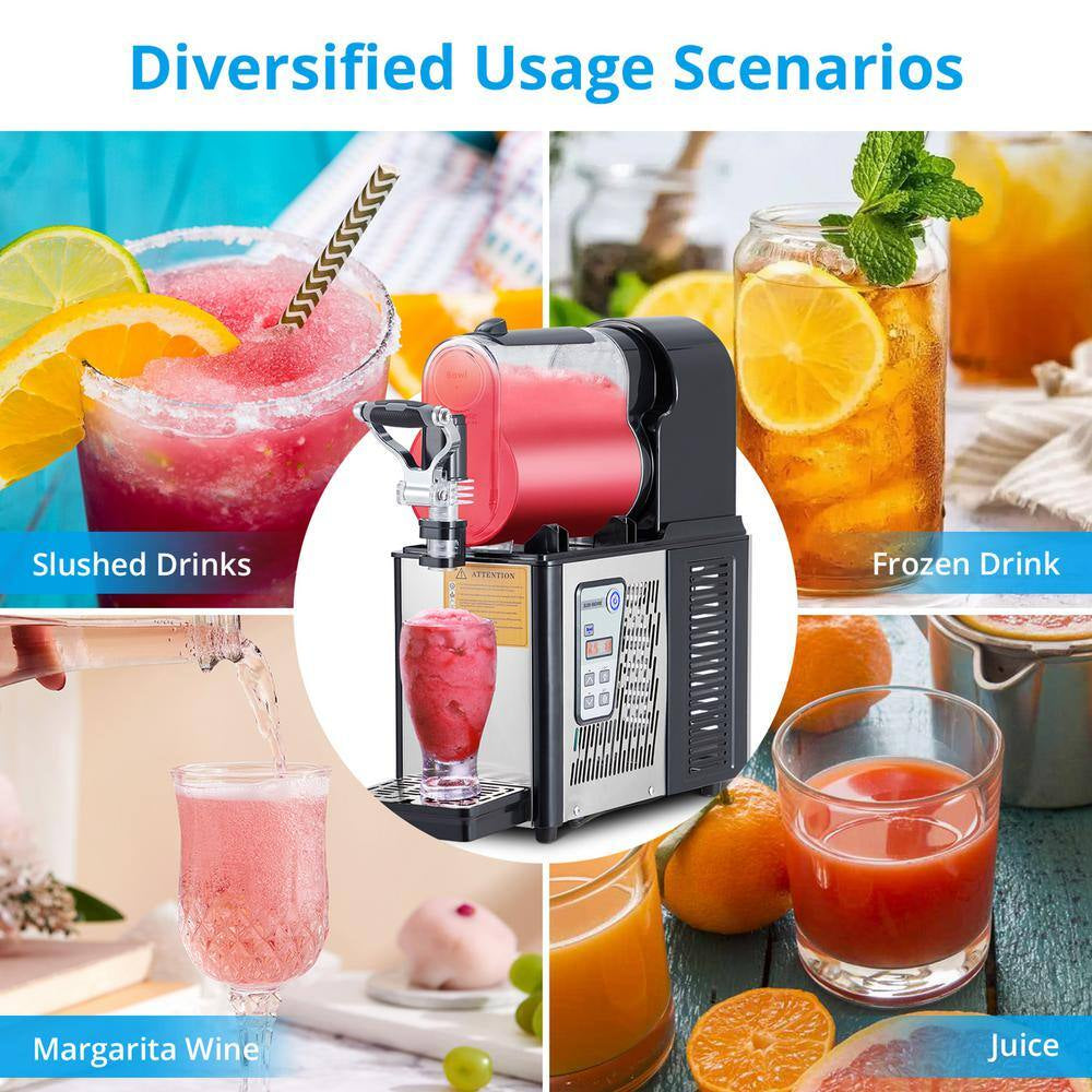 300-Watt Commercial Slushy Machine 3L Single Bowl Frozen Drink Machine Dessert Specialty Appliance in Black