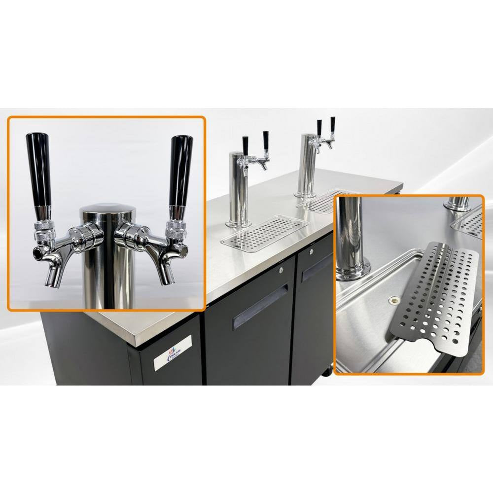 Four Taps Dual Taps per Tower Three 1/2 In. Barrel Keg Dispenser Kegerator with Two Towers