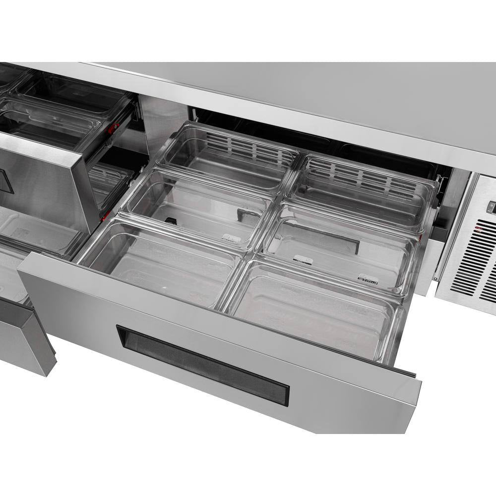 72 In. Commercial Chef Base Refrigerator in Stainless-Steel