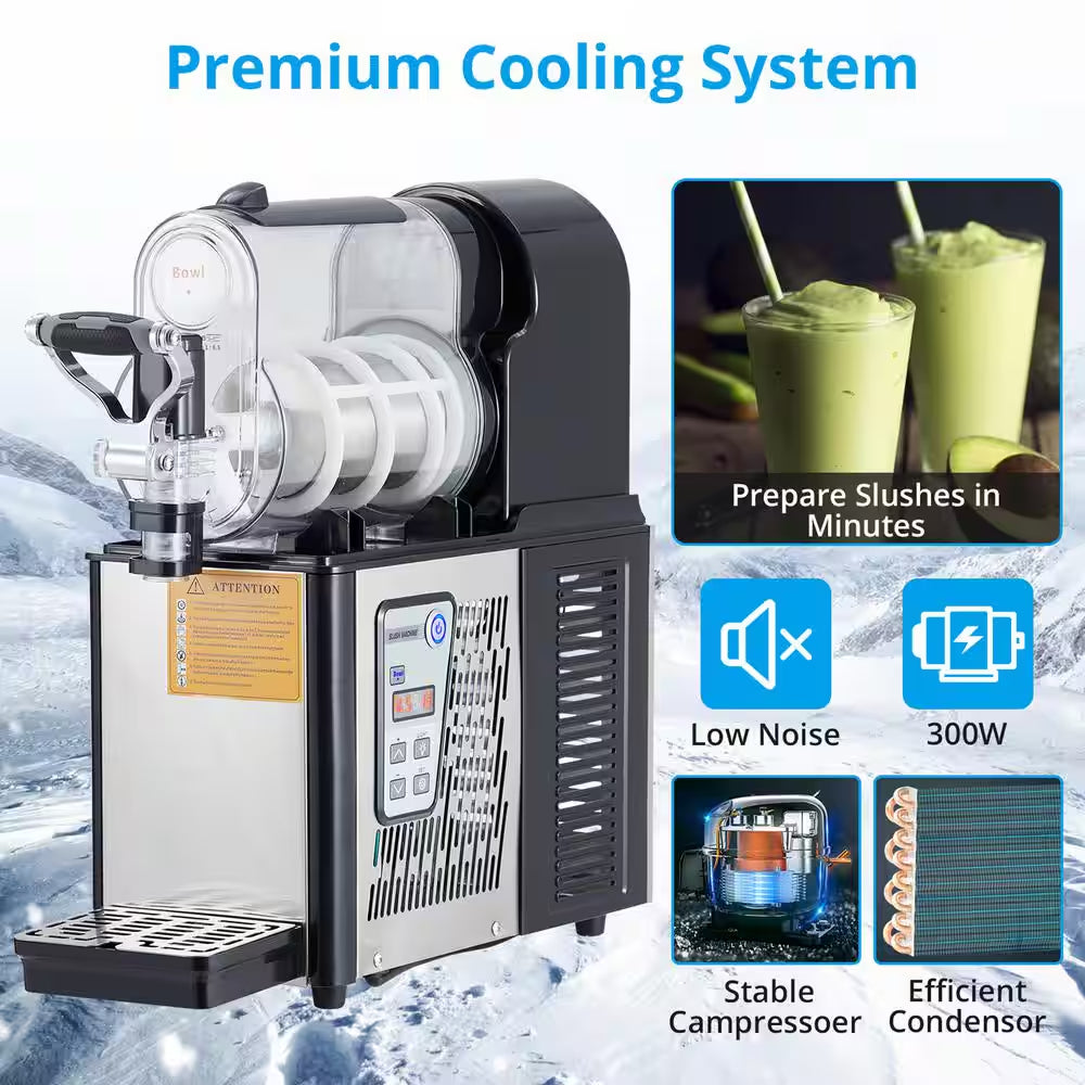 300-Watt Commercial Slushy Machine 3L Single Bowl Frozen Drink Machine Dessert Specialty Appliance in Black