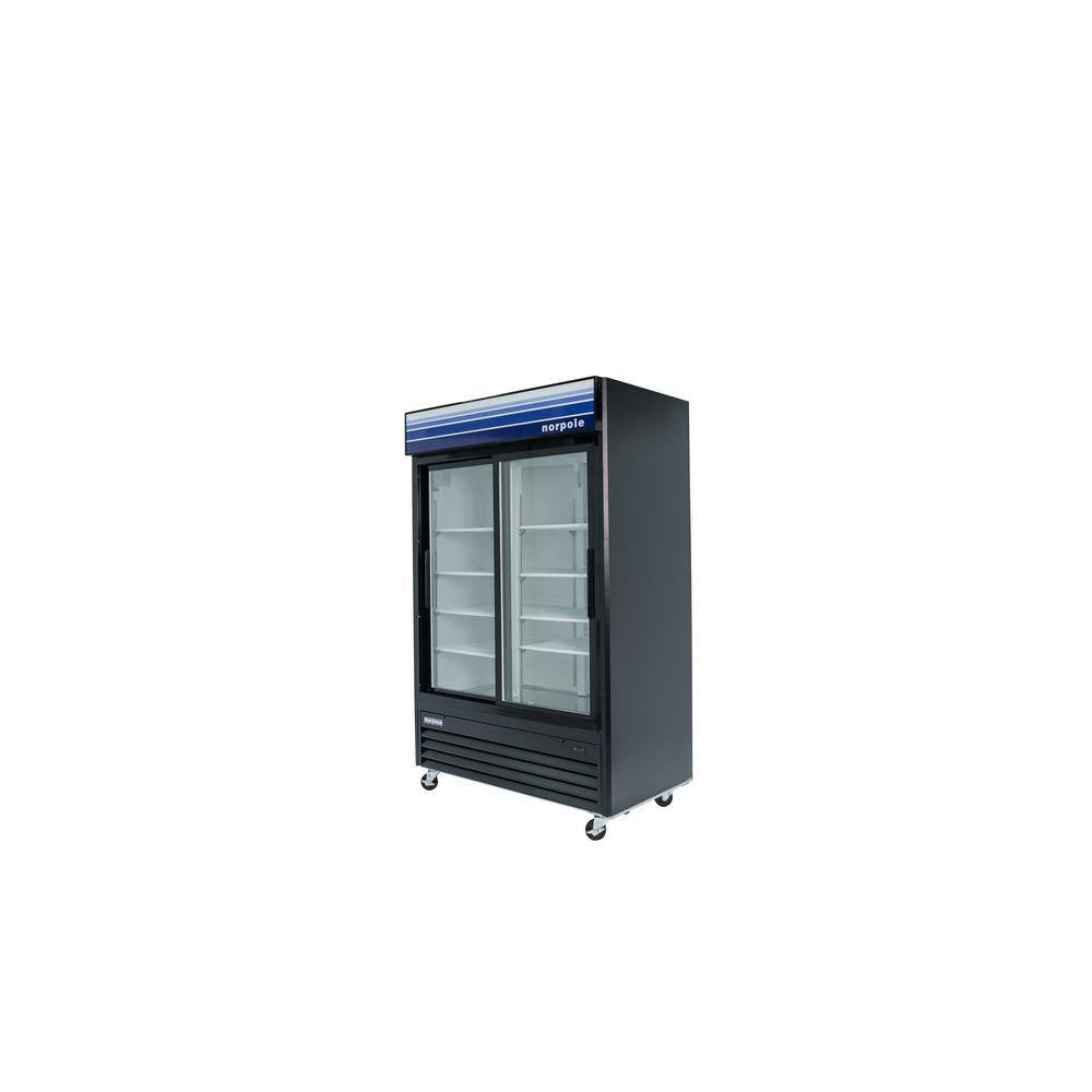 Commercial 45 Cu. Ft. 2-Sliding Glass Door Refrigerator in Black