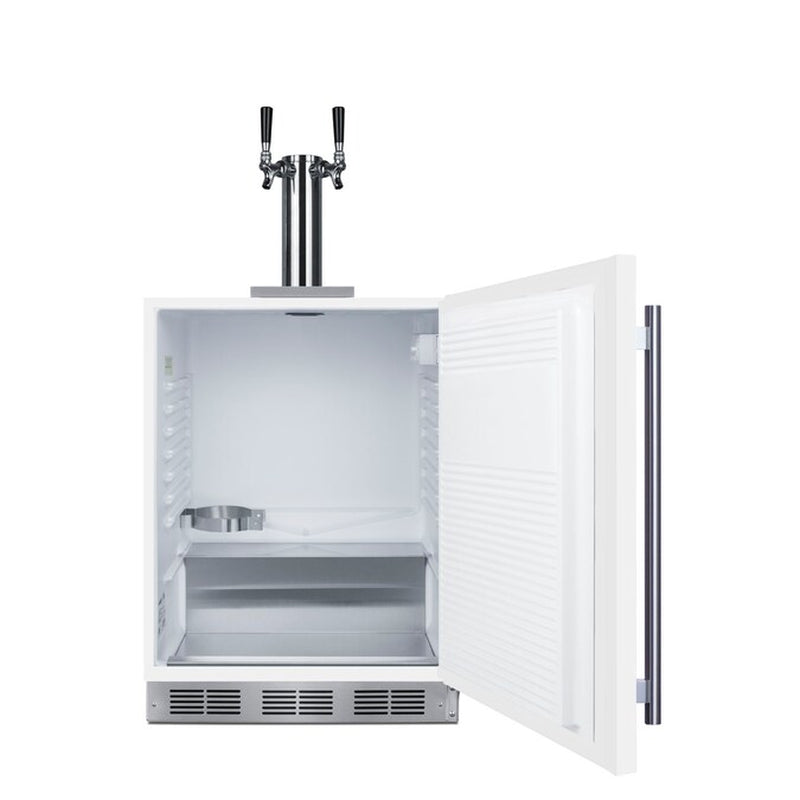 Double Tap Sixth-Barrel Keg White with Stainless Steel Handle Manual Built-In/Freestanding Beer Kegerator