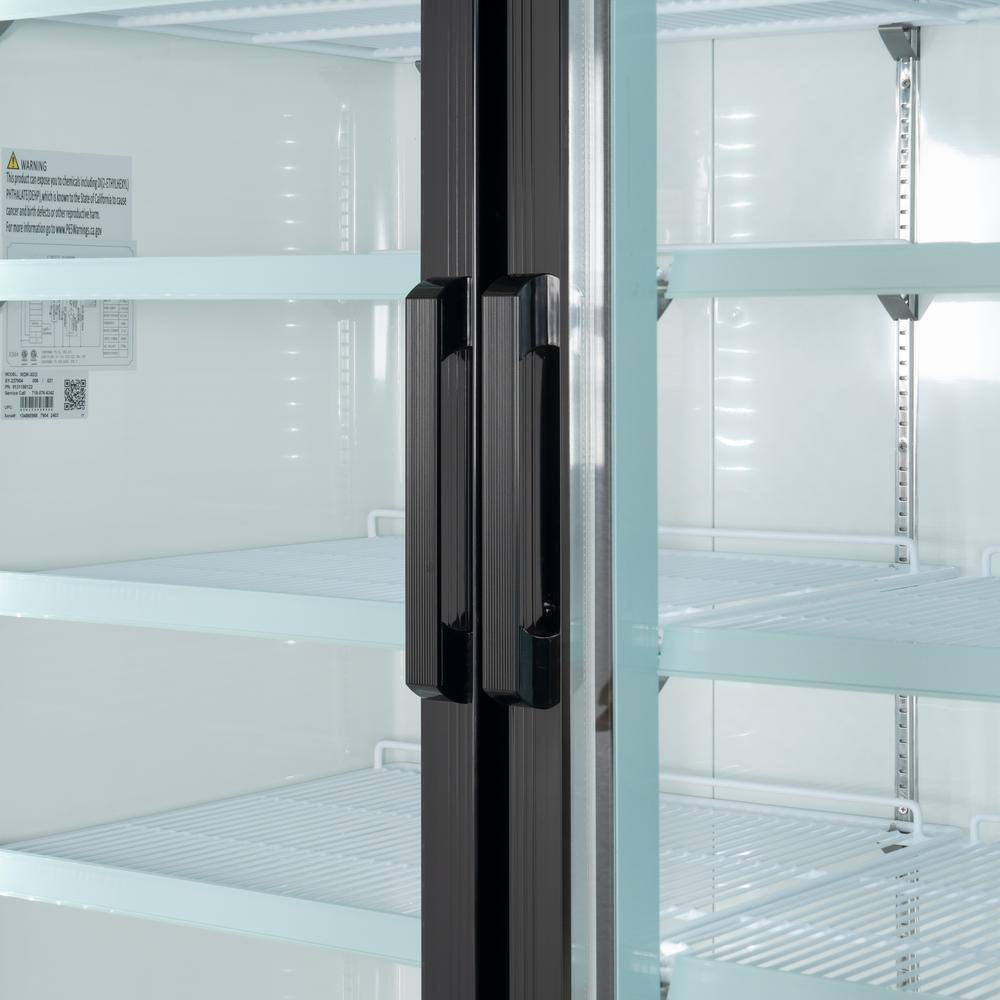 78 In. 53 Cu. Ft. 3 Door Commercial Refrigerator in Black Steel with Glass Door