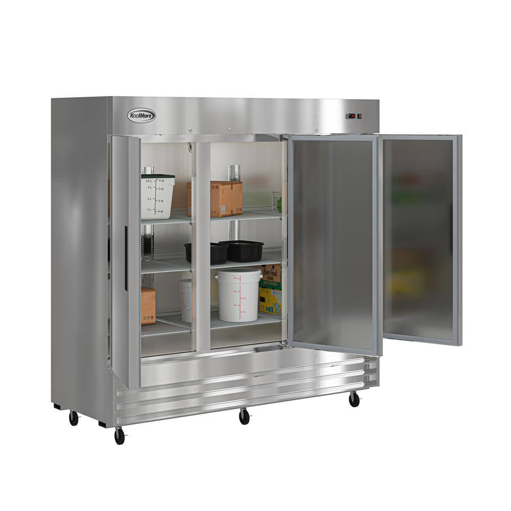 3 Door Commercial Reach in Refrigerator in Stainless-Steel 81 In. 72 Cu. Ft