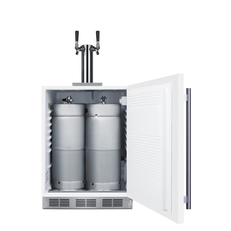 Double Tap Sixth-Barrel Keg White with Stainless Steel Handle Manual Built-In/Freestanding Beer Kegerator
