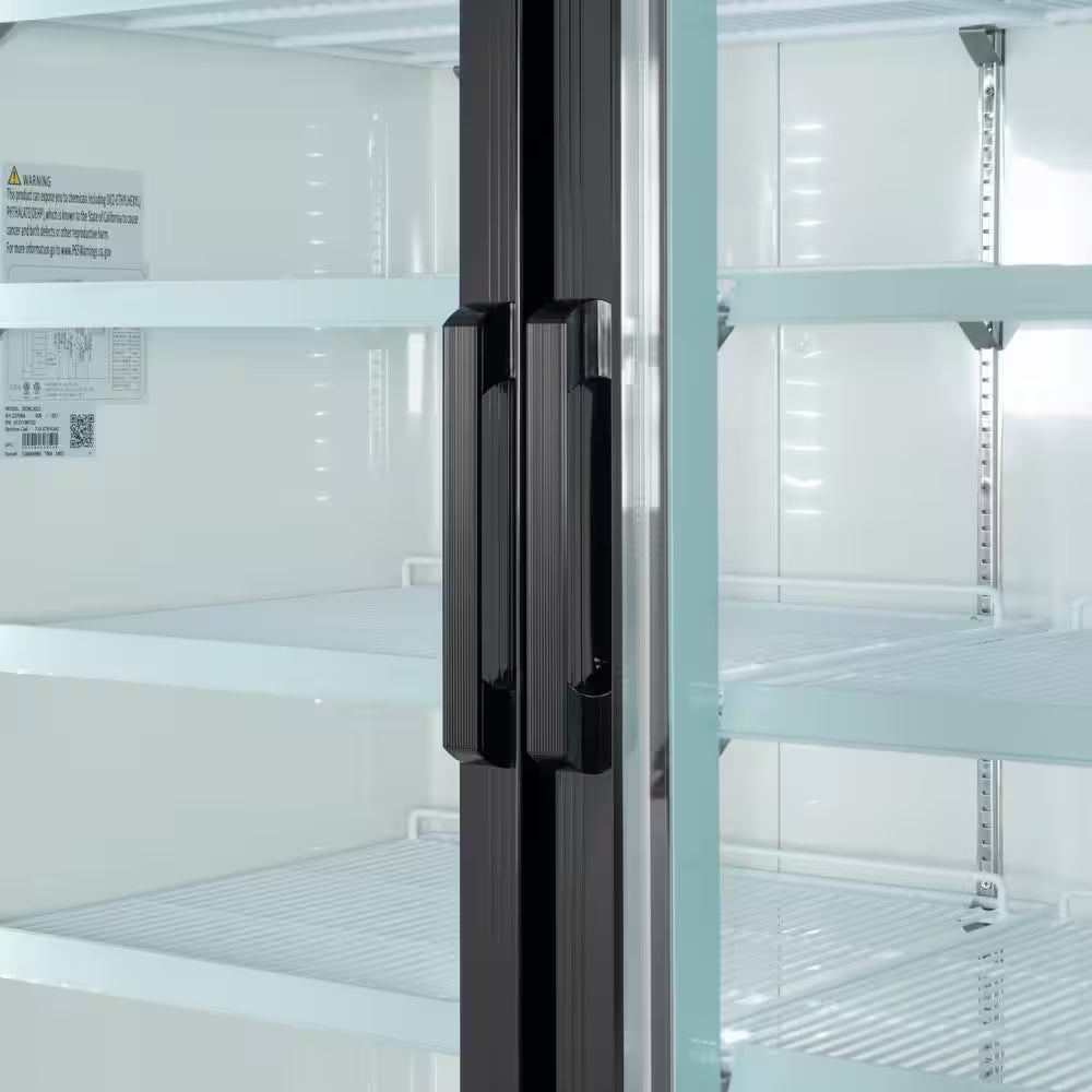78 In. 57.5 Cu. Ft. Commercial Three Glass Swing Door Merchandiser Refrigerator in Black