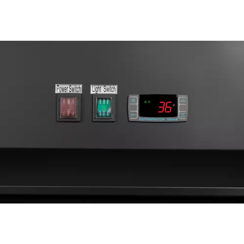 78 In. 53 Cu. Ft. 3 Door Commercial Refrigerator in Black Steel with Glass Door