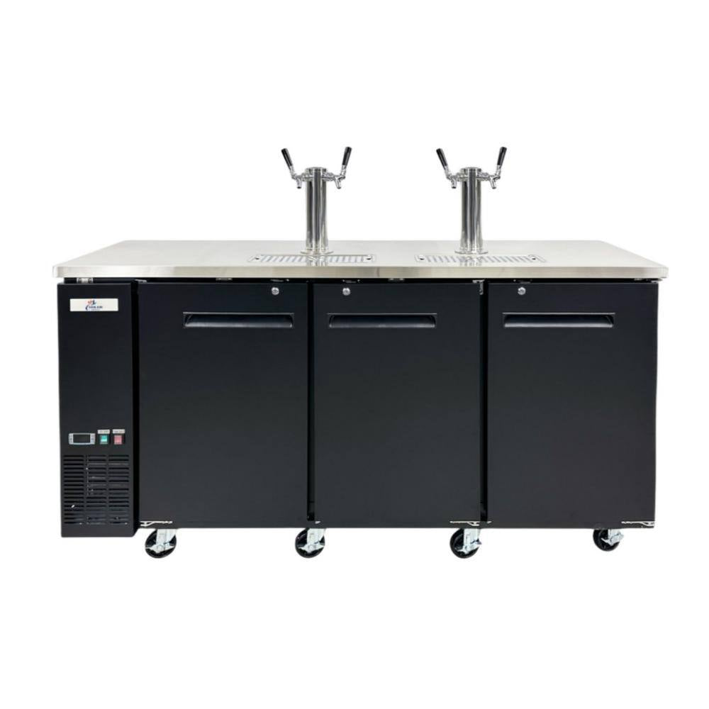 Four Taps Dual Taps per Tower Three 1/2 In. Barrel Keg Dispenser Kegerator with Two Towers