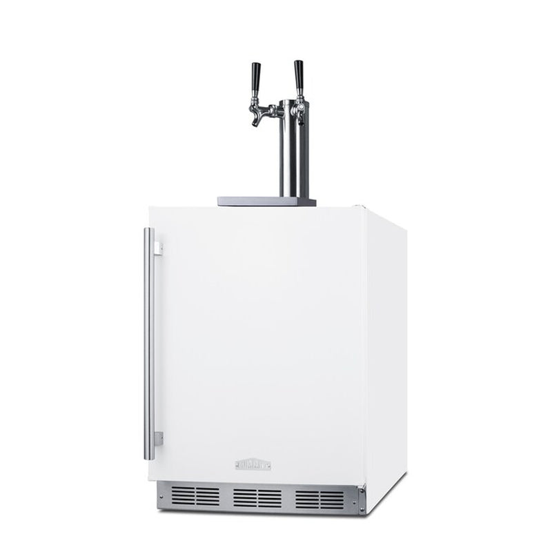 Double Tap Sixth-Barrel Keg White with Stainless Steel Handle Manual Built-In/Freestanding Beer Kegerator