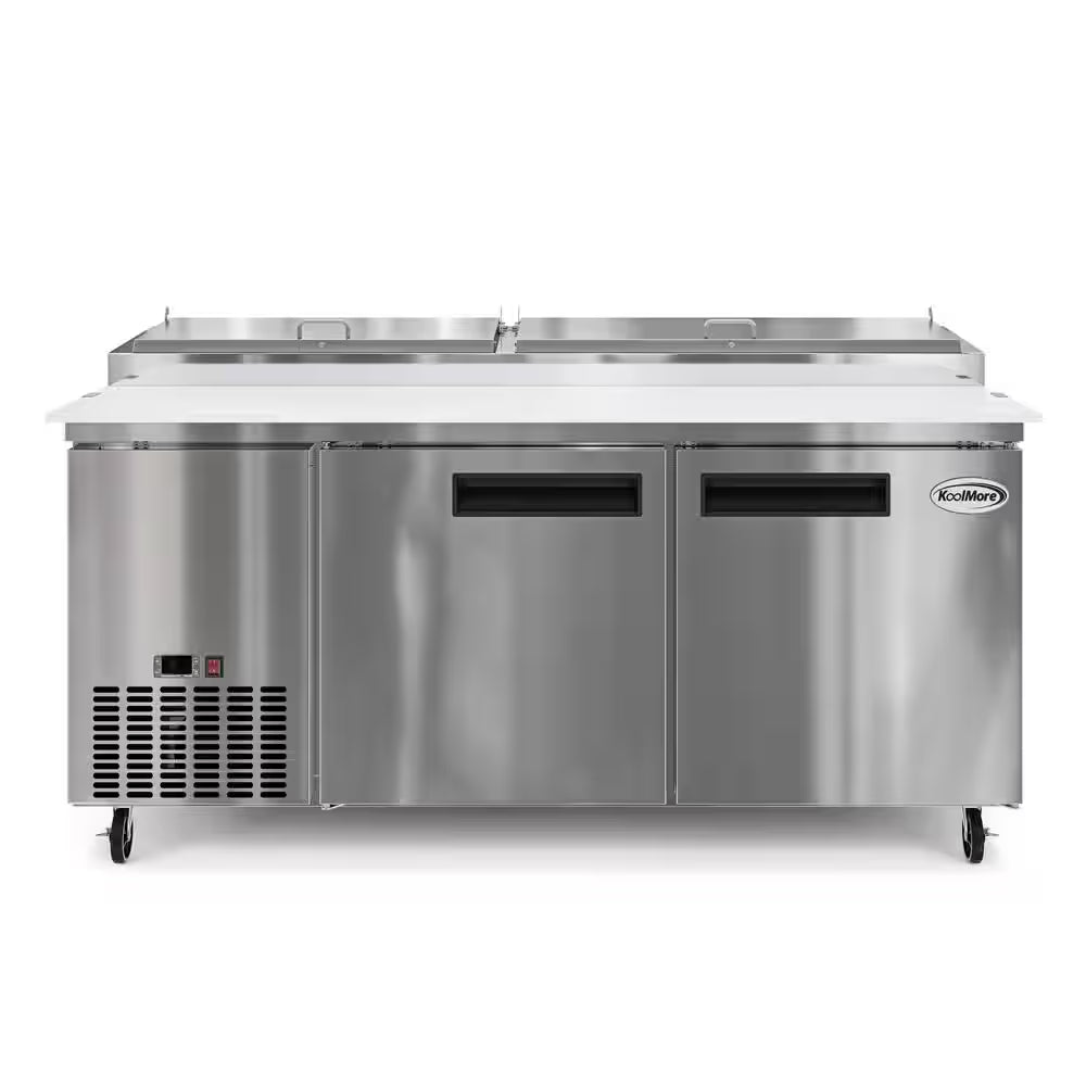 71 In. 17 Cu. Ft. Commercial Pizza Prep Refrigerator in Stainless Steel