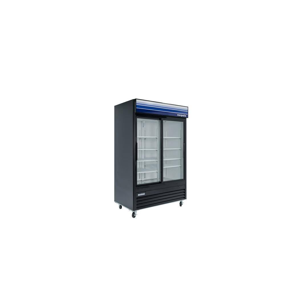 Commercial 45 Cu. Ft. 2-Sliding Glass Door Refrigerator in Black