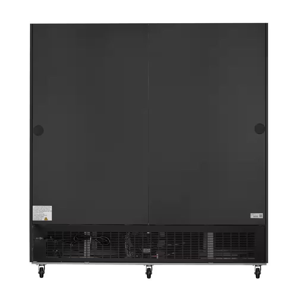 78 In. 53 Cu. Ft. 3 Door Commercial Refrigerator in Black Steel with Glass Door