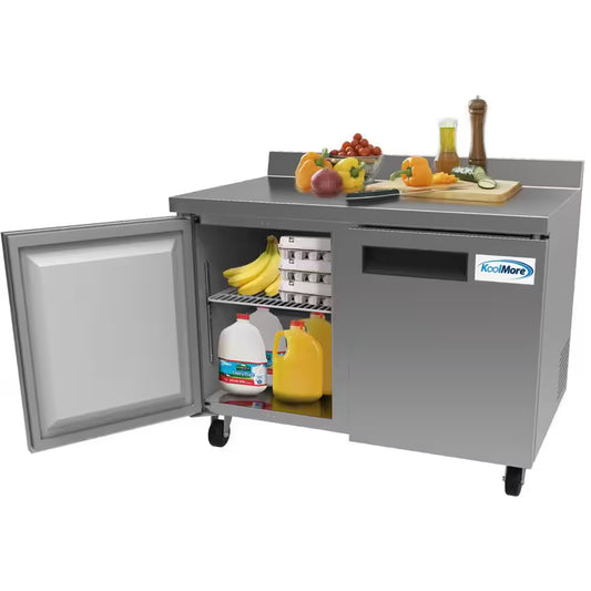 48 In. 12 Cu. Ft. Commercial 2-Door Worktop Refrigerator in Stainless Steel