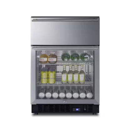 23.63 In. Commercial Refrigerator with Drawer in Stainless Steel