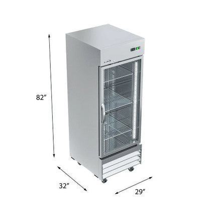 29 In. One Glass Door Reach-In Freezer 23 Cu. Ft.