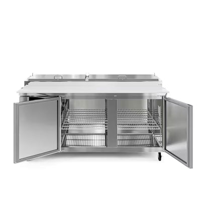 71 In. 17 Cu. Ft. Commercial Pizza Prep Refrigerator in Stainless Steel