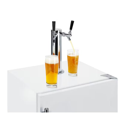 Double Tap Sixth-Barrel Keg White with Stainless Steel Handle Manual Built-In/Freestanding Beer Kegerator