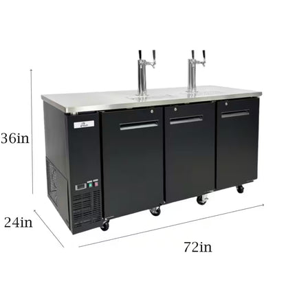 Four Taps Dual Taps per Tower Three 1/2 In. Barrel Keg Dispenser Kegerator with Two Towers