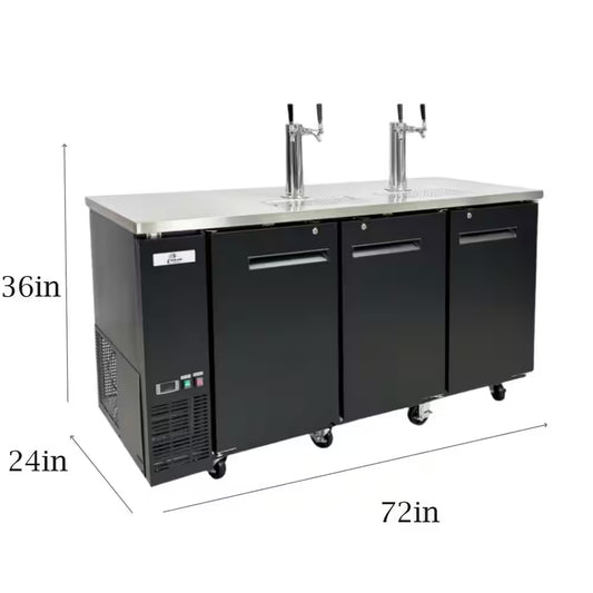 Four Taps Dual Taps per Tower Three 1/2 In. Barrel Keg Dispenser Kegerator with Two Towers