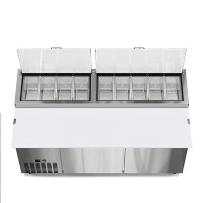 71 In. 17 Cu. Ft. Commercial Pizza Prep Refrigerator in Stainless Steel
