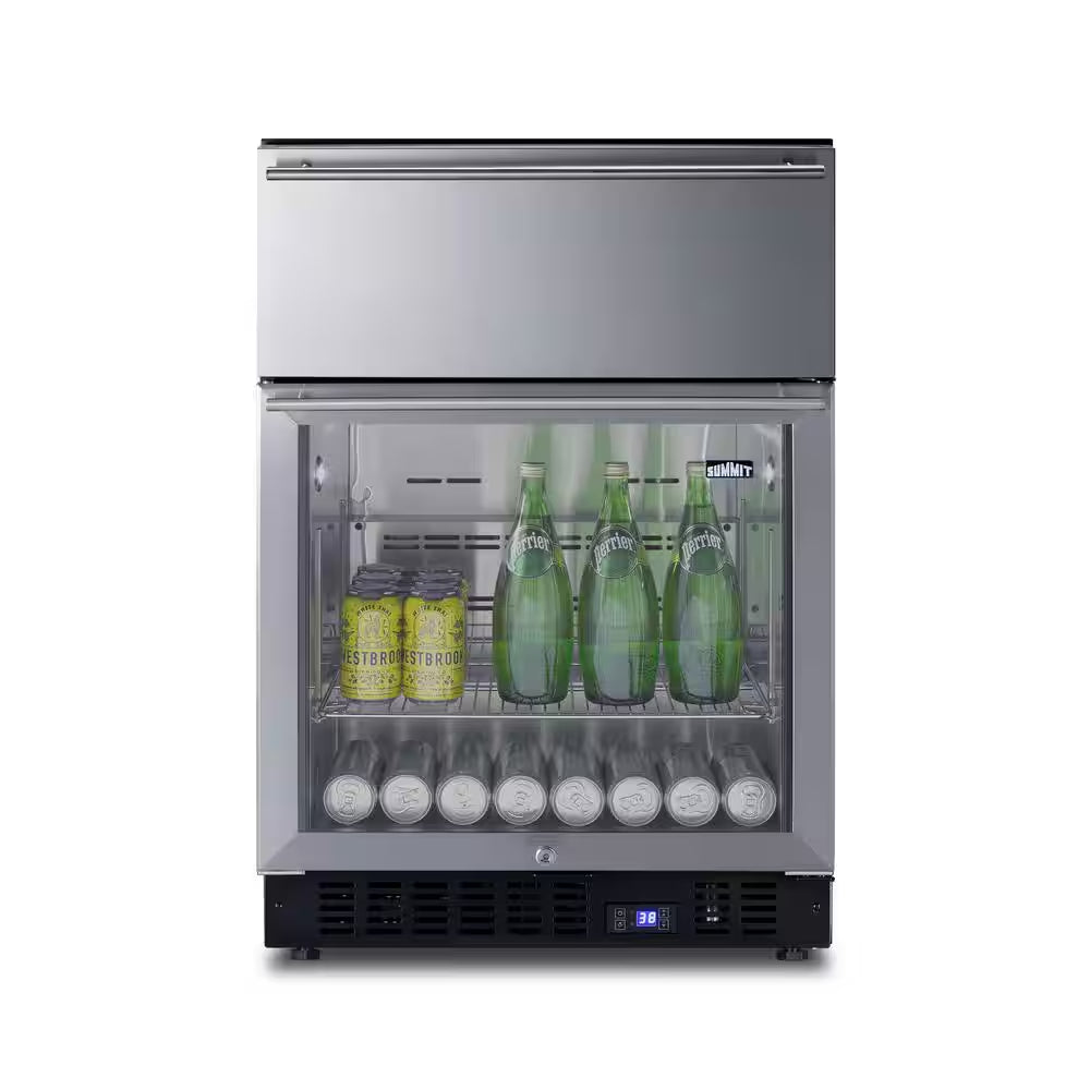 23.63 In. Commercial Refrigerator with Drawer in Stainless Steel