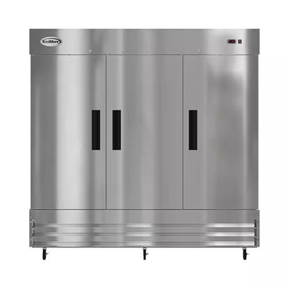 3 Door Commercial Reach in Refrigerator in Stainless-Steel 81 In. 72 Cu. Ft