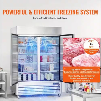 54 In. 48 Cu. Ft. NSF Auto Defrost Reach in Commercial Freezer in Stainless