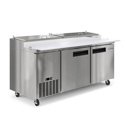 71 In. 17 Cu. Ft. Commercial Pizza Prep Refrigerator in Stainless Steel