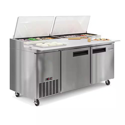 71 In. 17 Cu. Ft. Commercial Pizza Prep Refrigerator in Stainless Steel