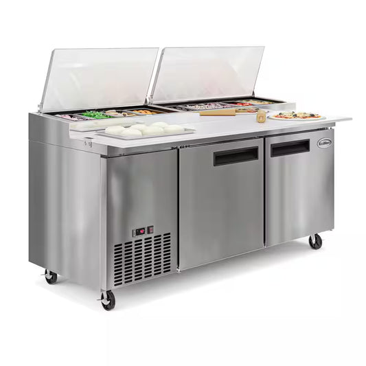 71 In. 17 Cu. Ft. Commercial Pizza Prep Refrigerator in Stainless Steel