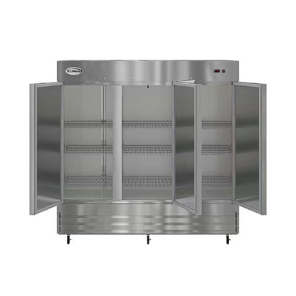 3 Door Commercial Reach in Refrigerator in Stainless-Steel 81 In. 72 Cu. Ft
