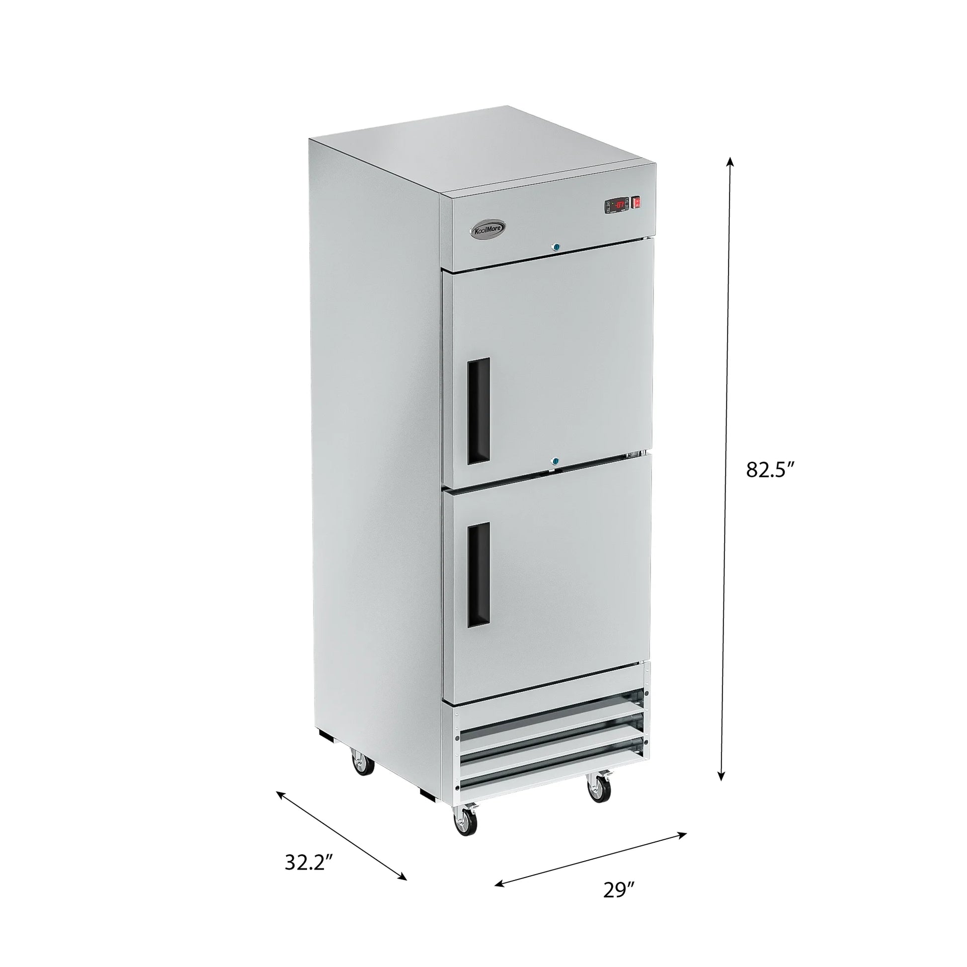 29" Commercial Stainless Steel Half Door Reach-In Freezer in Silver