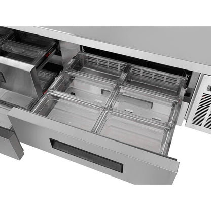72 In. Commercial Chef Base Refrigerator in Stainless-Steel