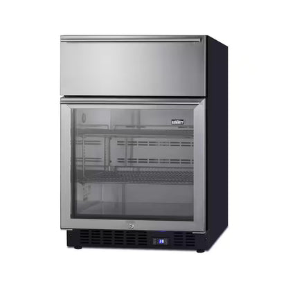 23.63 In. Commercial Refrigerator with Drawer in Stainless Steel