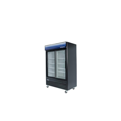 Commercial 45 Cu. Ft. 2-Sliding Glass Door Refrigerator in Black