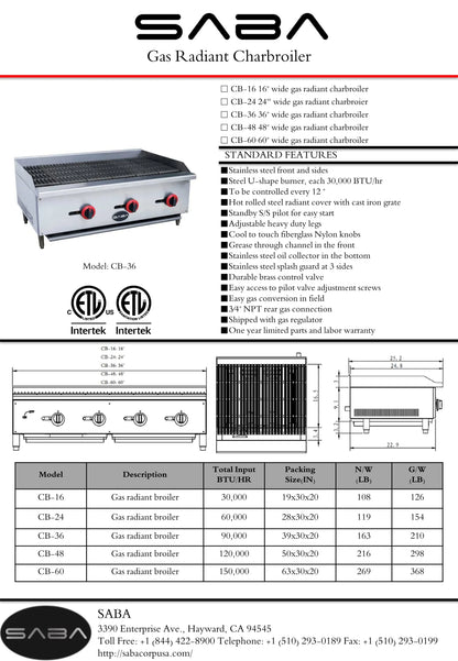 Heavy Duty Commercial Stainless Steel 60" Gas Charbroiler