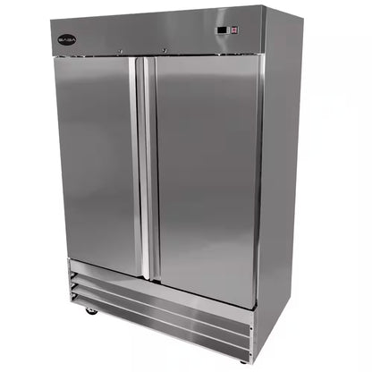 54 In. W 47 Cu. Ft. Two Door Commercial Reach in Upright Refrigerator in Stainless Steel