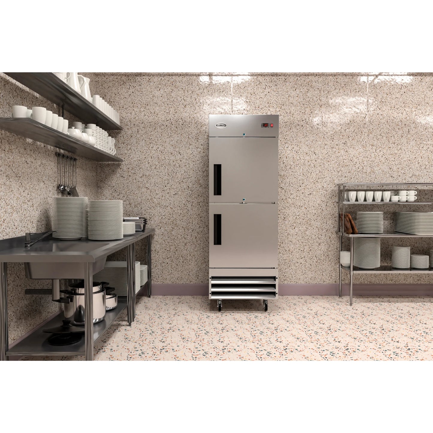 29" Commercial Stainless Steel Half Door Reach-In Freezer in Silver