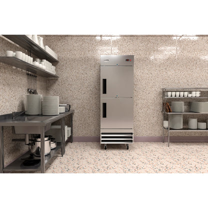 29" Commercial Stainless Steel Half Door Reach-In Freezer in Silver